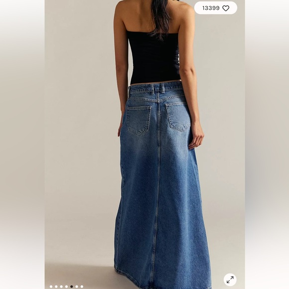 Free People We the Free Come as You Are Denim Maxi Skirt in Blue Sapphire Size 2 - Picture 2 of 13